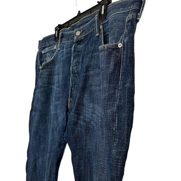 Levis 501 Levi Strauss Mens Blue Distressed Button Fly Straight Leg Jeans 40 x30 - Picture 8 of 16